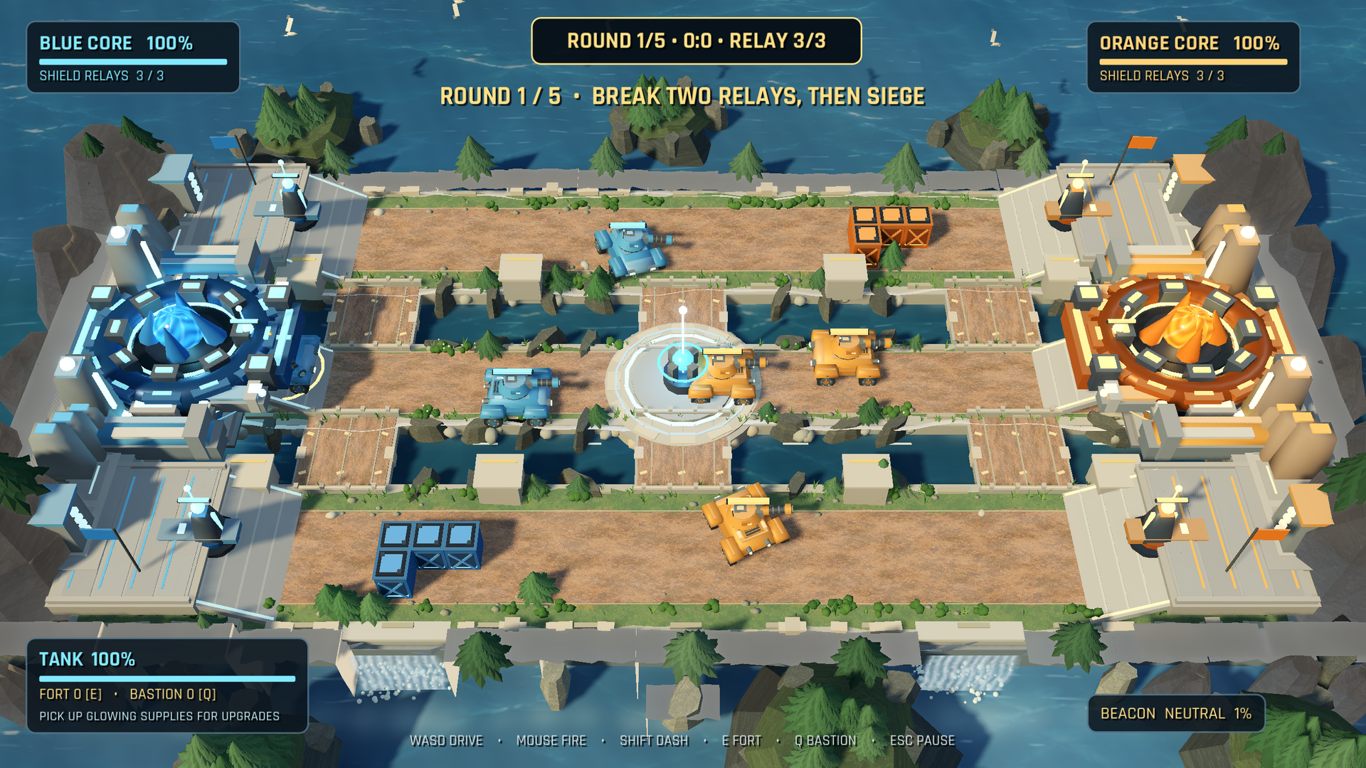 Actual Blockfront three-lane battlefield gameplay