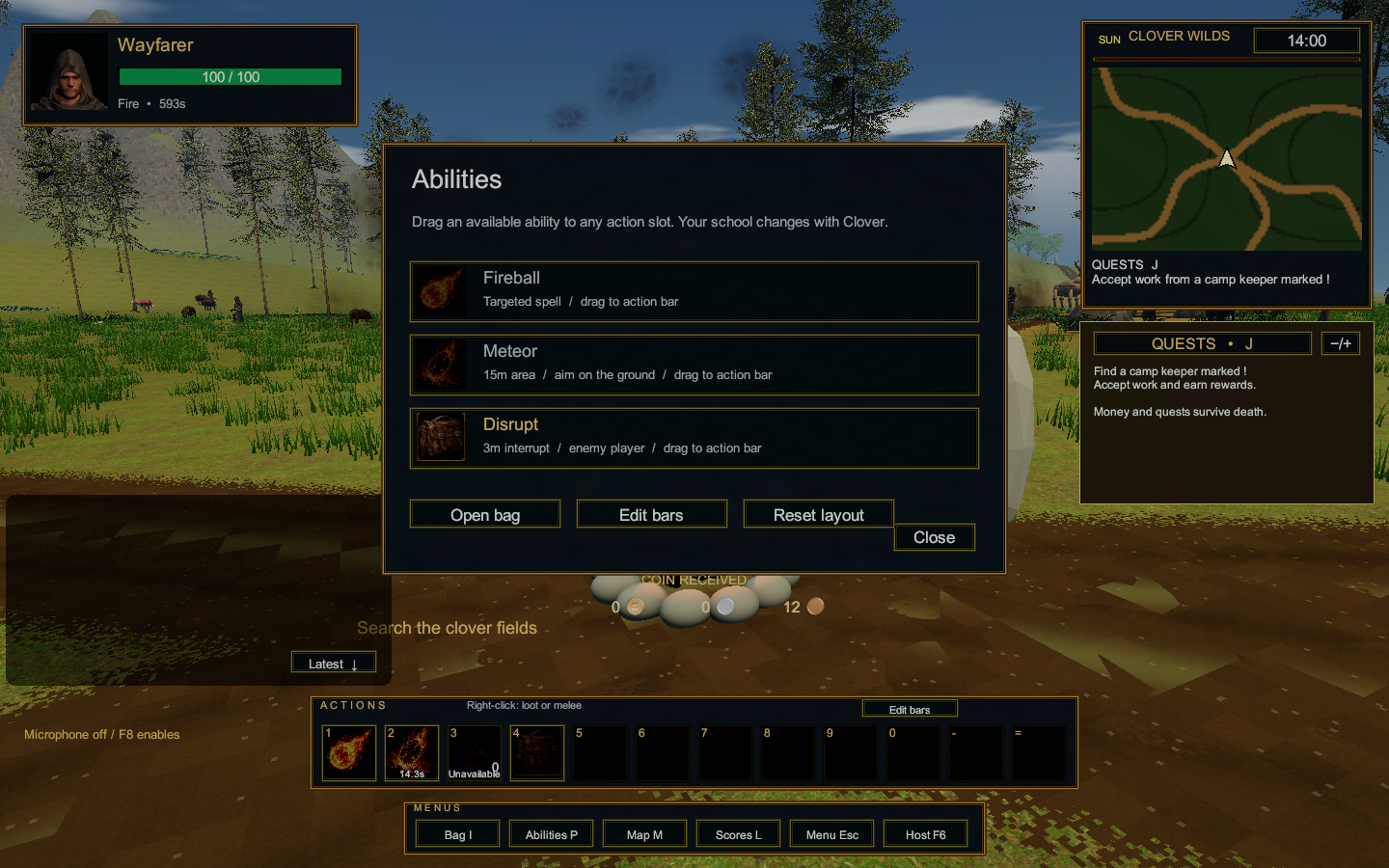 The ability book and customizable combat bar.