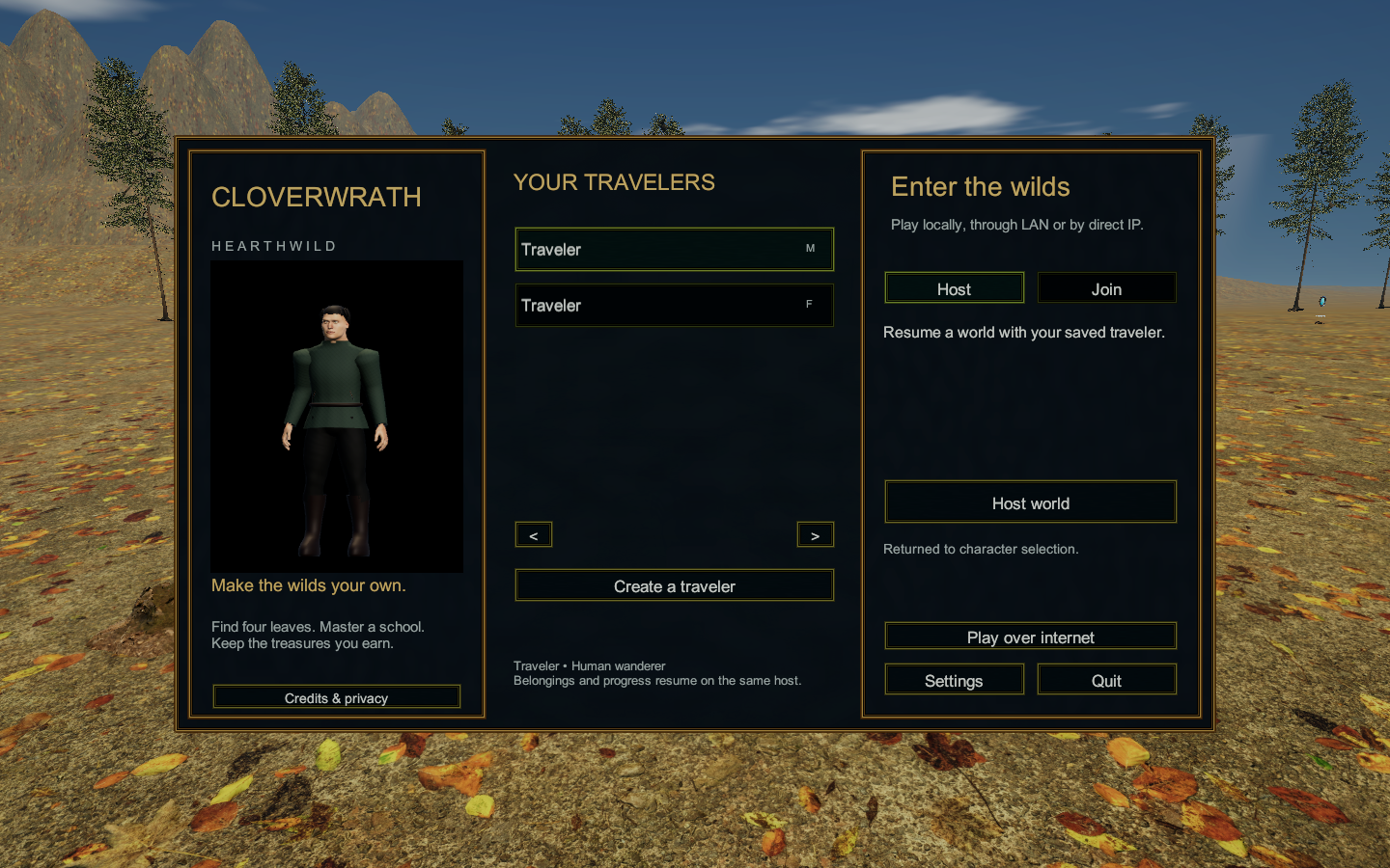 A standing traveler in character selection.