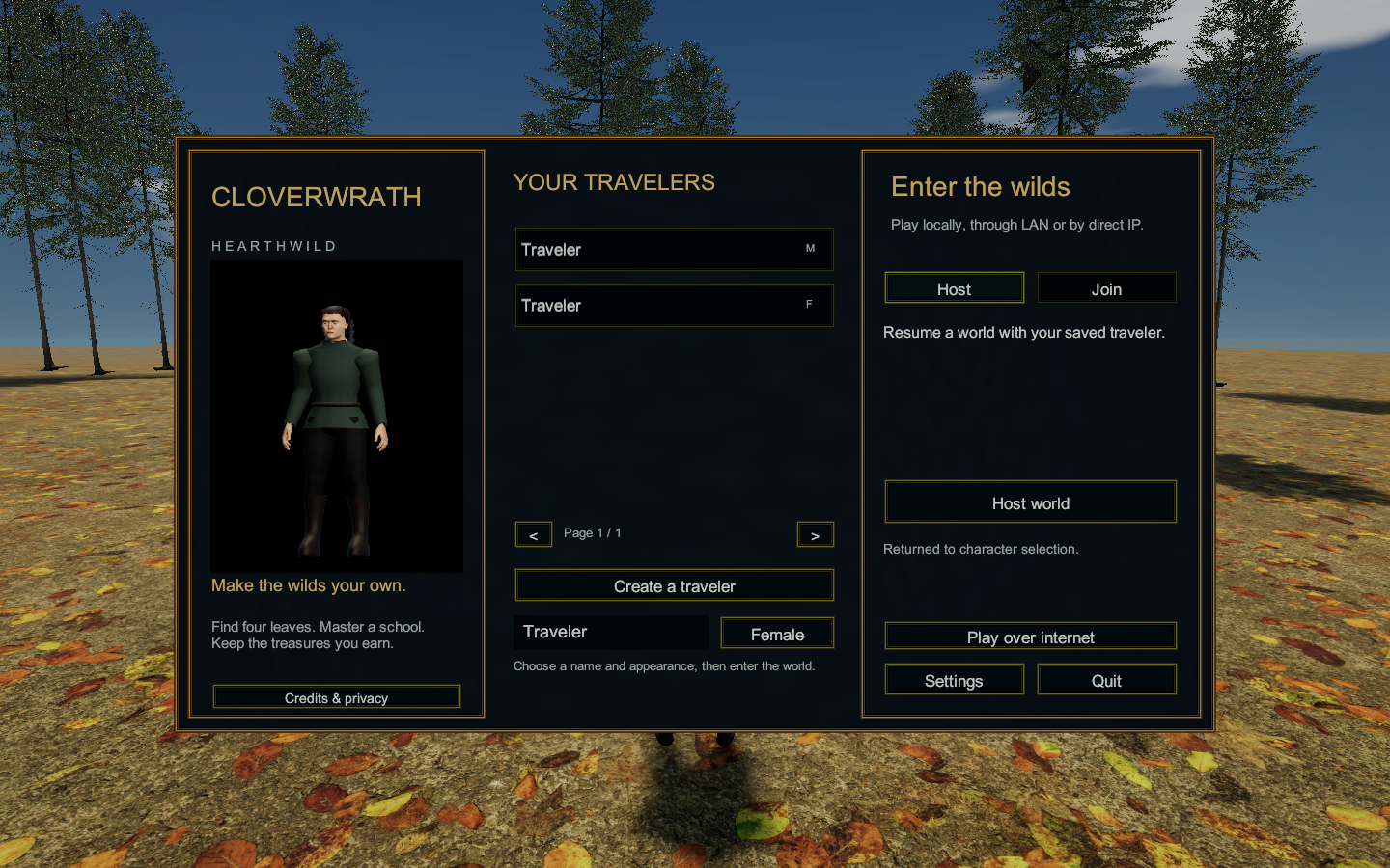 A distinct female traveler in the live character creator.