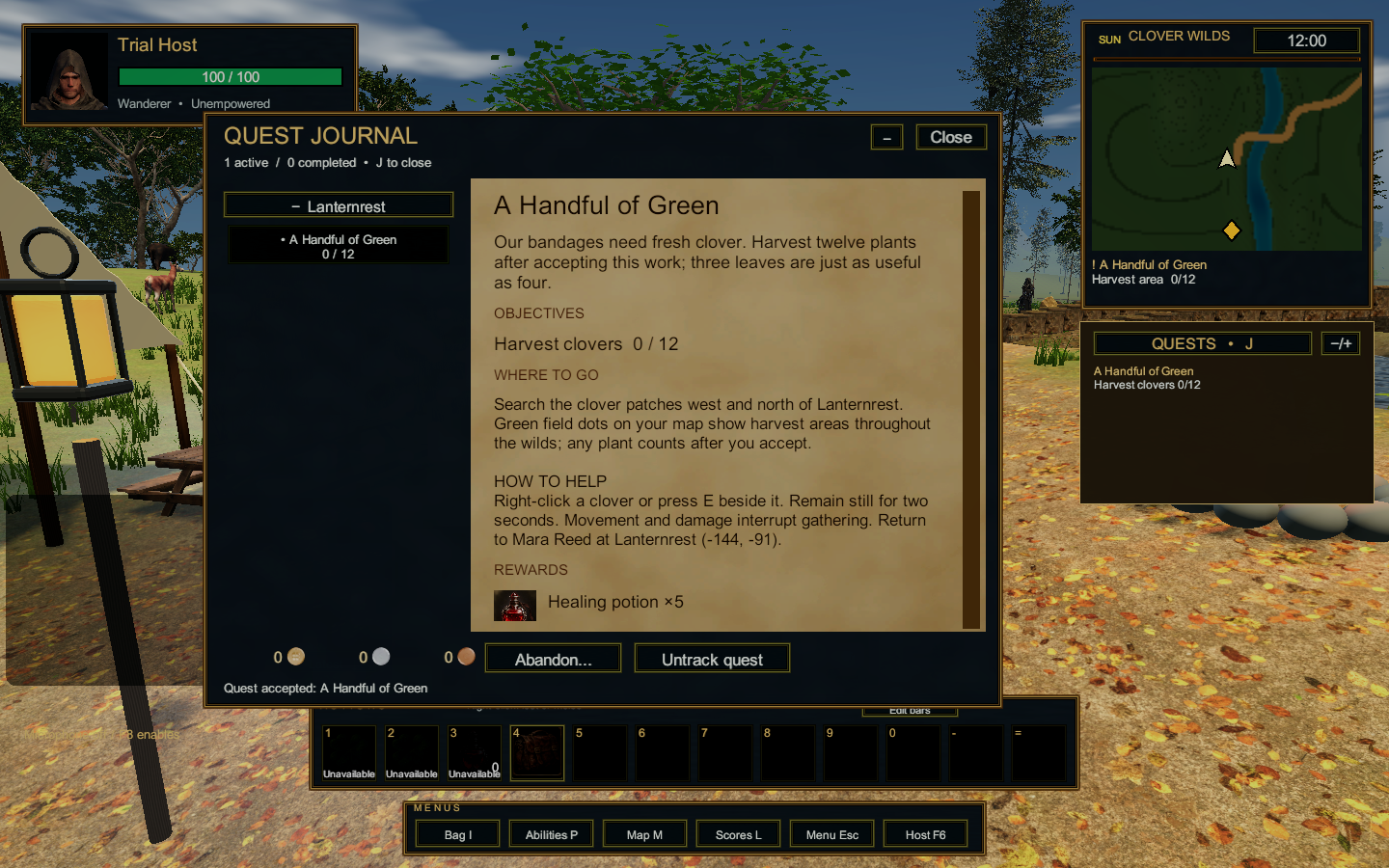 In-game quest journal