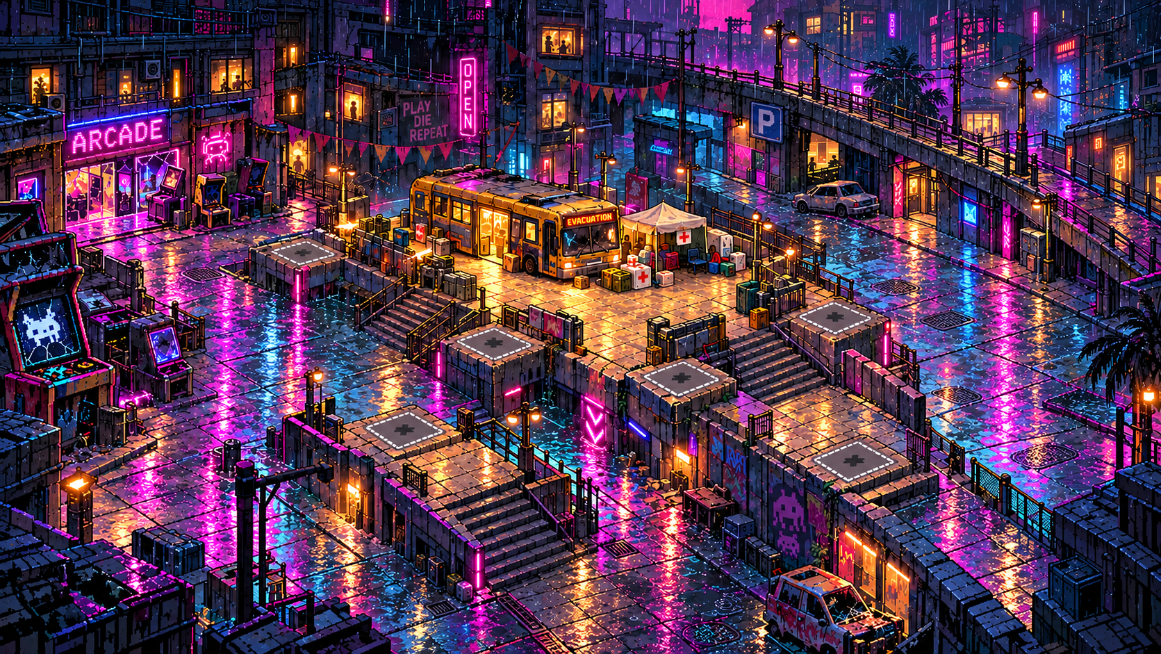 Neon Arcade environment art